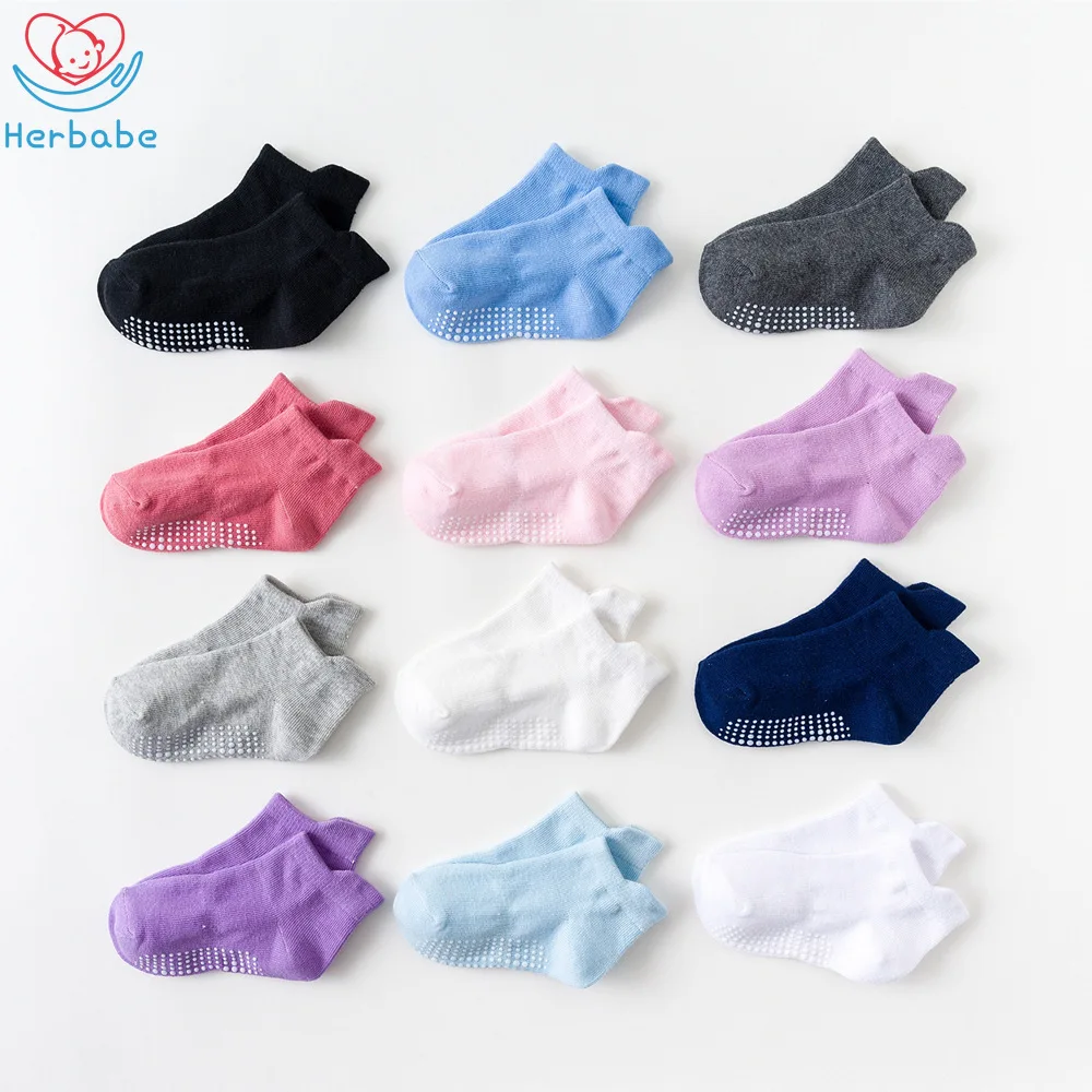 Herbabe/12 пар Противоскользящих носков для малышей, для новорожденных, хлопковые нескользящие носки для маленьких девочек аксессуары для детской одежды