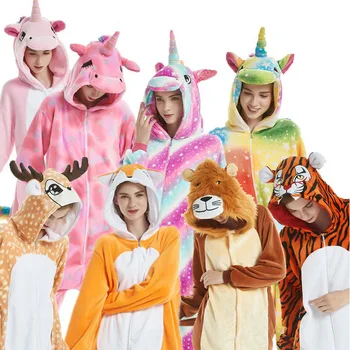 

Fox Reindeer Panda Lion Tiger Unicorn Pajamas for Mom Dad Baby Pijamas Cosplay Costume Night Suits Kigurumi Pajamas Pyjamas