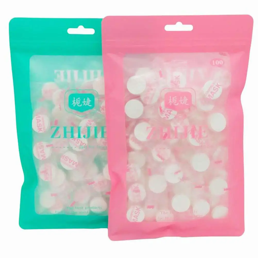 

VIBRANT GLAMOUR 100 Pcs/bag Compressed Face Mask Sheet Paper DIY Mask Disposable Masks Paper Skin Care Tool Random Color