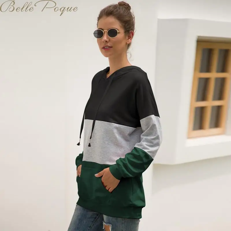 Belle poque осень зима с капюшоном Тедди пуловеры для женщин Лоскутная куртка с длинными рукавами Повседневные школьные флисовые кофты женские