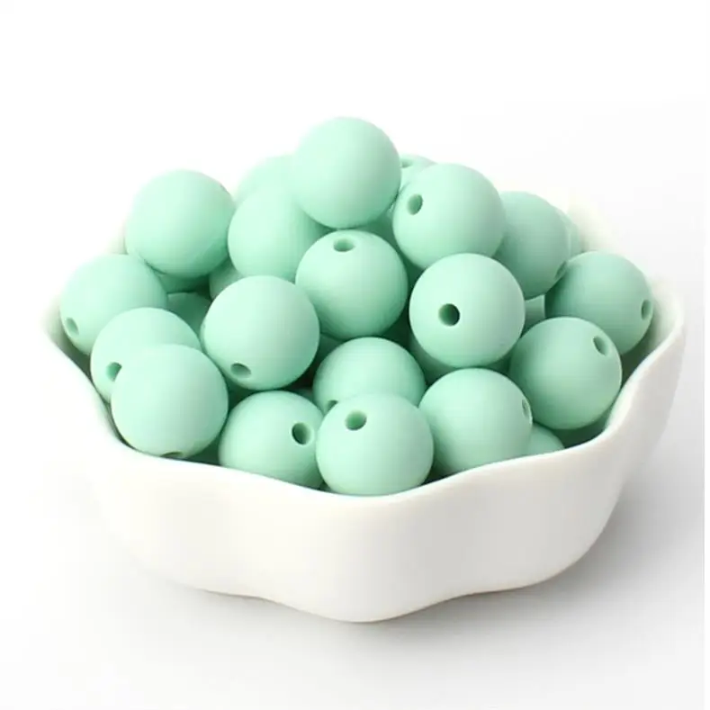 38 Mint Green Keep& Grow 1000 шт Круглые Силиконовые бусы 12 мм Детские Прорезыватели из бисера для кормления своими руками ювелирные изделия пустышки цепи инструменты Детские Прорезыватели BPA бесплатно - Цвет: 38 Mint Green