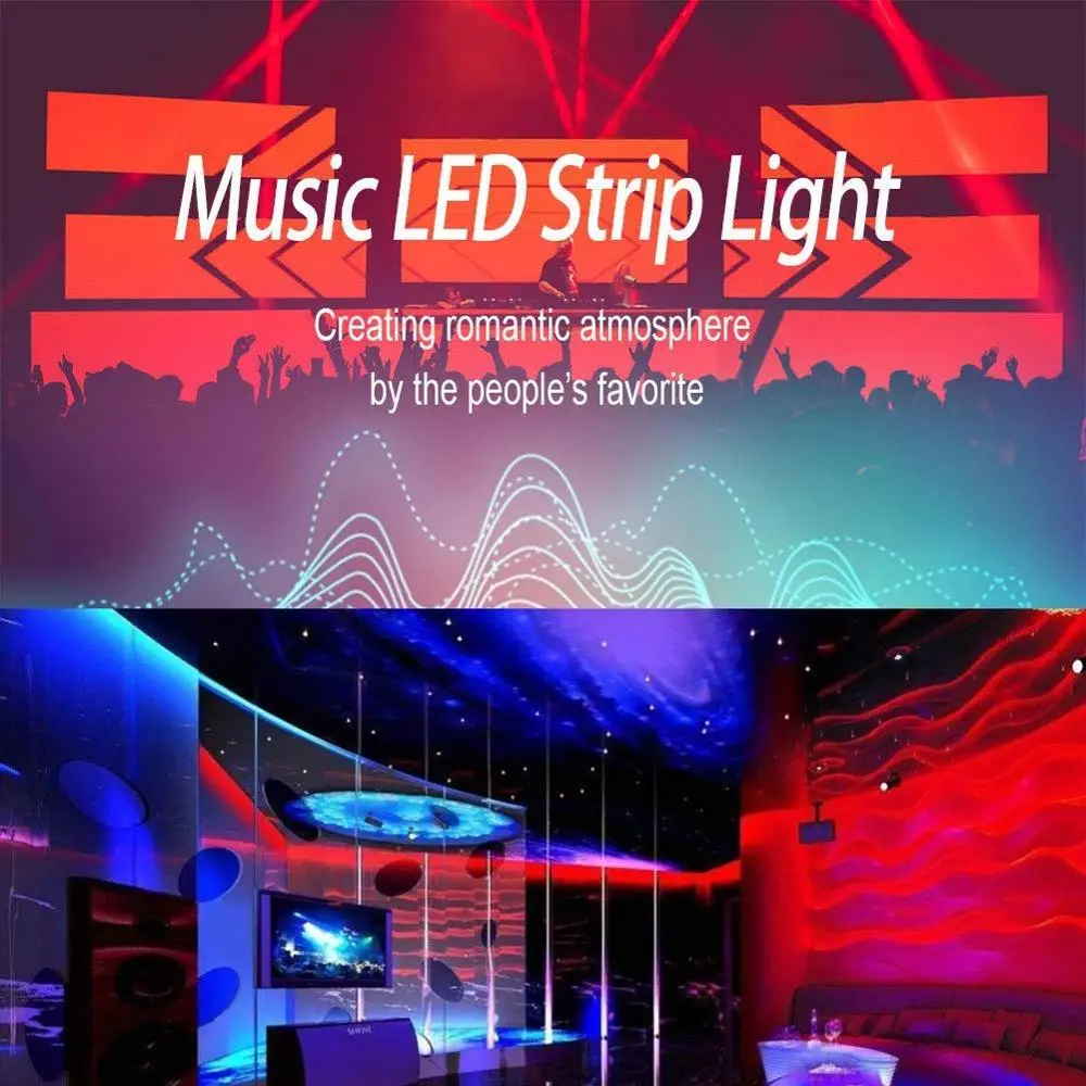 RGB полосы света музыка синхронизация Цвет Изменение веревка свет 60 светодиодный/m SMD5050 светодиодный ИК пульт дистанционного управления Гибкая полоса для дома вечерние кровати