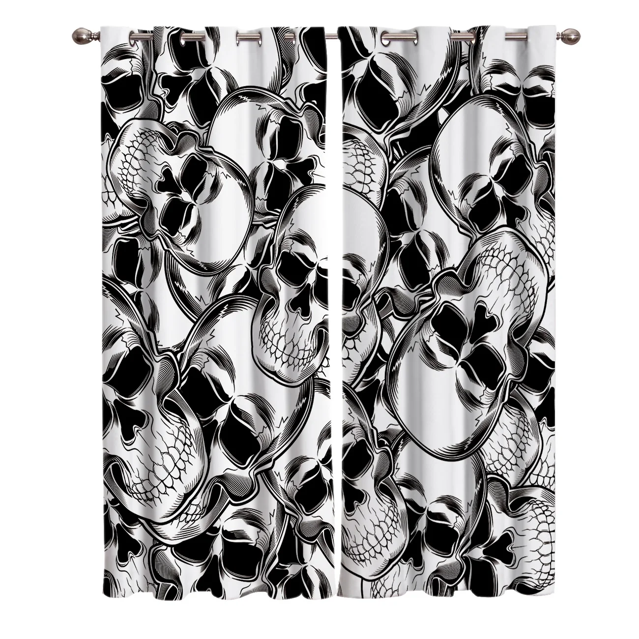 

Halloween Themed Skull And Crossbones Window Treatments Curtains Valance Outdoor Indoor Fabric Decor Kids Swag Window Treatment