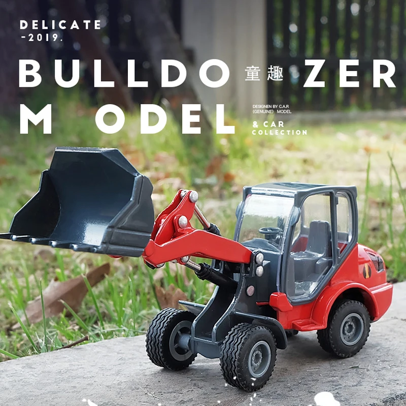 

1:60 Bulldozer Engineering Vehicle Model High Simulation Alloy Children Car Toys Metal Forklift Model Car for Boy