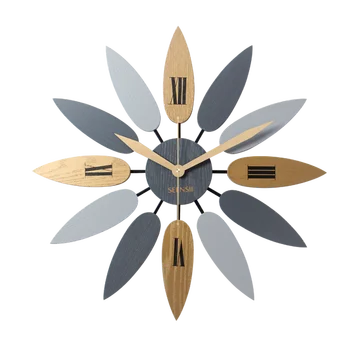 

High Quality Unique Nordic Style Leaf Pattern Mute Quartz Wall Clock Retro Silent Clock Brief For Home Office Living Room Decor