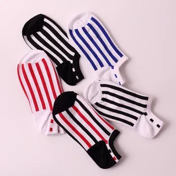 

5 styles colorful Socks cotton men short socks color stripe men boat socks classic simple Navy style