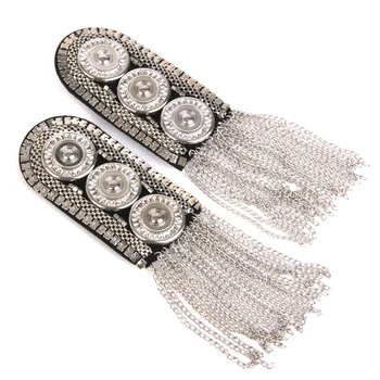

Fashion Button Tassel Chain Epaulette Shoulder Board Mark Punk Broochs Badge