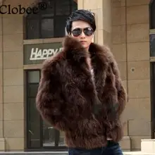 Мужская шуба из искусственного лисьего меха, меховая брендовая меховая Мужская водонепроницаемая шуба из искусственного меха, круглый воротник, Готическая верхняя одежда, однотонная, D298