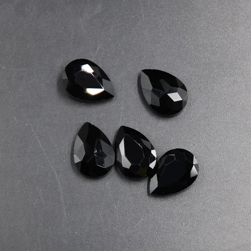 28 шт. 13x18 мм кристально чистое стекло точка назад клей на камень драгоценные камни в виде капель форма с серебряным покрытием наконечник разные цвета - Цвет: Black