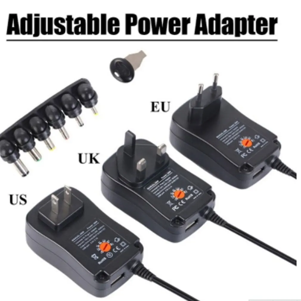 30W блок питания универсальный адаптер AC/DC 3 V/4,5 V/6 V/7,5 V/9 V/12 V 1.5A регулируемый