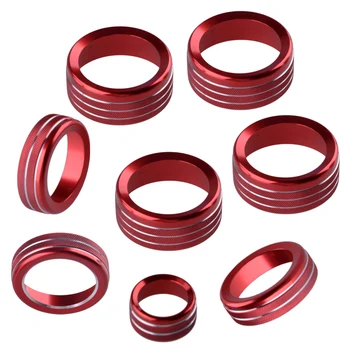 

Aluminum Alloy 8pcs Car AC Radio Switch Release Mirror 4WD Control Knob Ring Trim Cover Fit for Ford F150 2013 2014