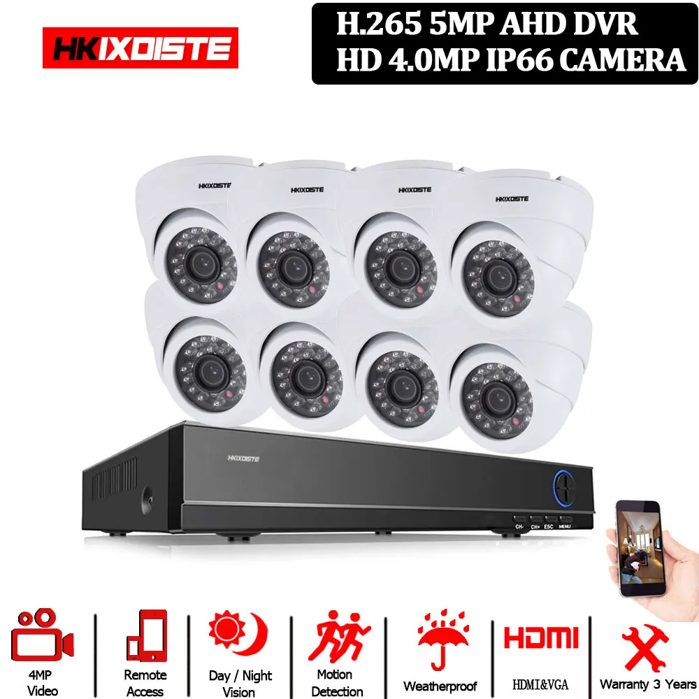 8CH 5MP Full HD CCTV система 2590P HDMI DVR 8 шт. мини металлический купол наружная домашняя камера видеонаблюдения - Цвет: Белый