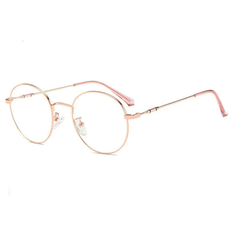 Классические женские круглые оправы для очков, мужские овальные прозрачные очки, женские ретро очки для близорукости, оптические оправы, металлические прозрачные линзы, очки oculos - Цвет оправы: ROSE GOLD