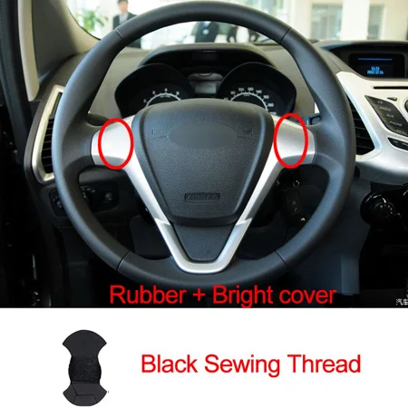 Rubber Brightcover Ручное шитье автомобиль рулевое колесо крышка Volant топ из коровьей кожи для форд фиеста 2008 2009- EcoSport - Название цвета: Rubber Brightcover