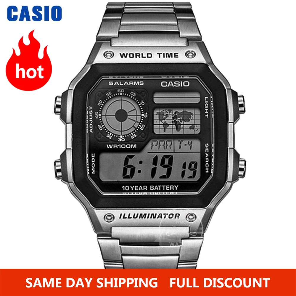 Casio часы мужские модные кварцевые наручные со светодиодной подсветкой роскошные