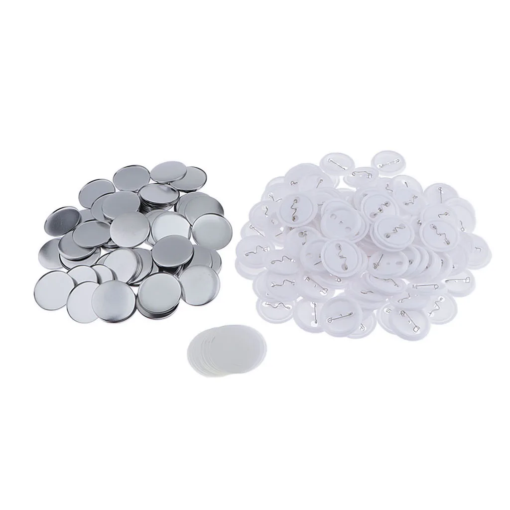 100 Sets 44mm Top/Bottom Cover Pin Button Parts for Badge Maker Machine