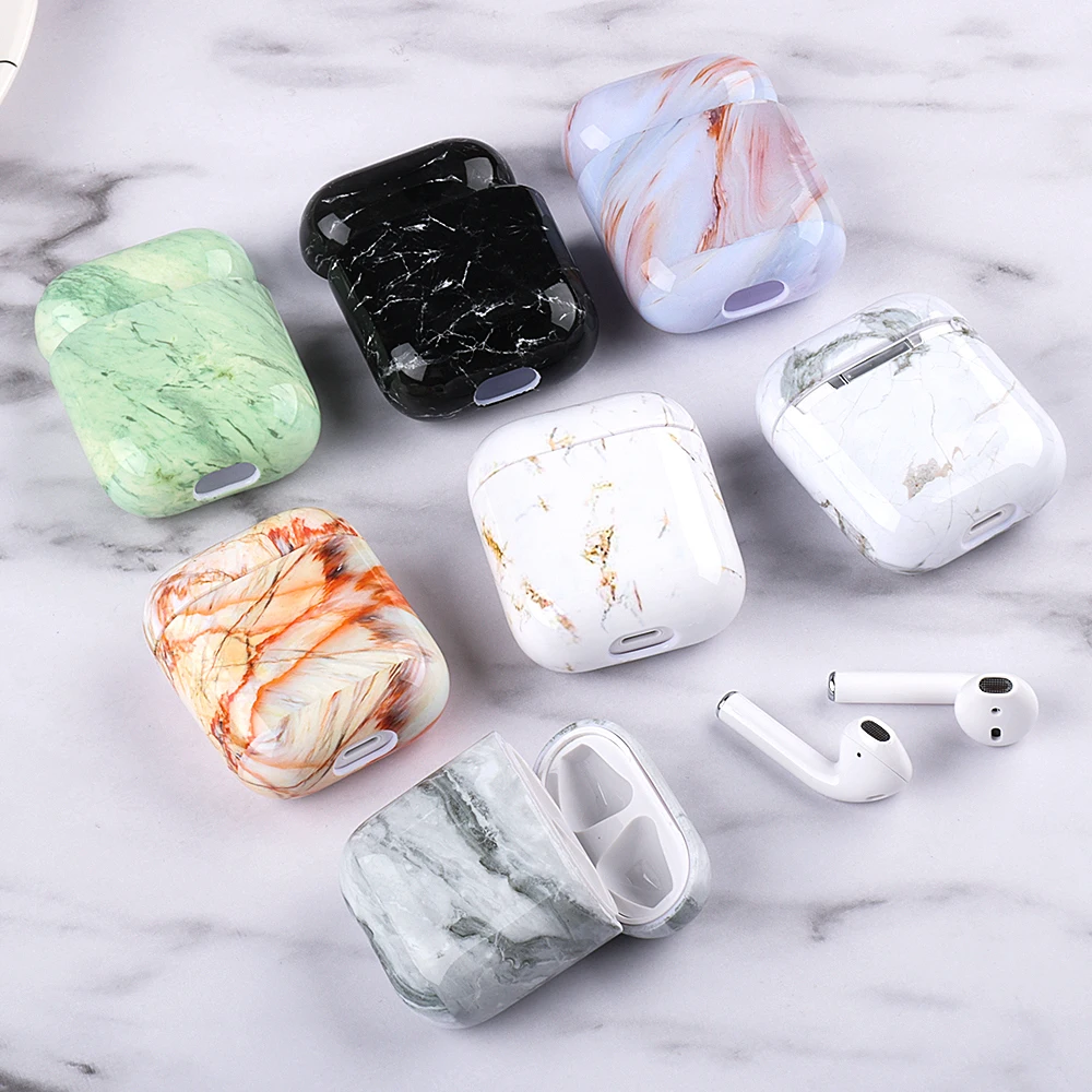 Высококачественный глянцевый чехол для наушников с Bluetooth AirPods 1 2 Жесткий Чехол