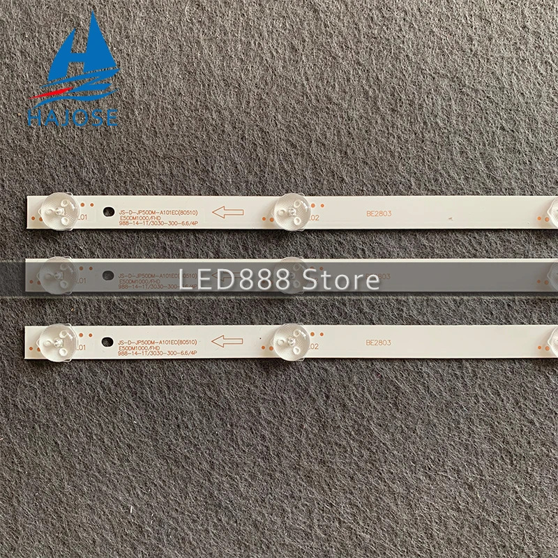 40pcs/lot LED Backlight strip 10 lamp For BBK 50LEM-1043\FTS2C D50-M30 v500dj6-qe1 JS-D-JP50DM-A101EC (80510) 101EC 6V/leds best led lights for tv