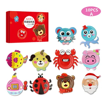 

DIY Stickers Tray Painting Children's handmade paper Tray Material package boxed For Kindergarten Baby KIds Art Supply Play Toys