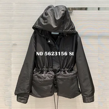 

2020 Italian black nylon coats and jackets womens black 3D Print windbreaker coat women luxury jacket good quality