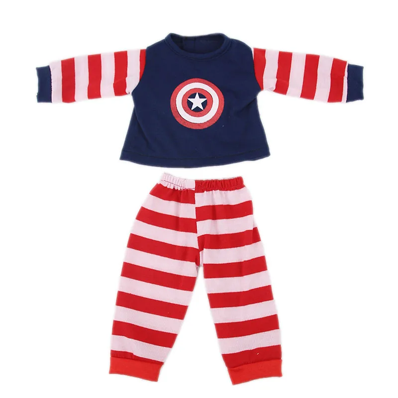 Кукольная одежда, пижамы из 2 предметов, футболки с 3D рисунком супергероя, Spider-man для 18 дюймов, американский и 43 см, кукла для мальчиков и девочек - Цвет: n526