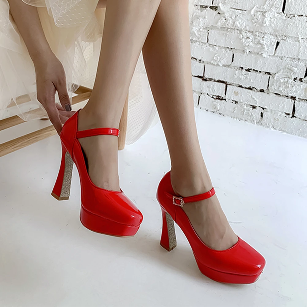 

SARAIRIS 2019 Fashion Big Size 32-43 Party Pumps Woman Shoes Platform ankle-strap High Heels Shoes Women Pumps Female