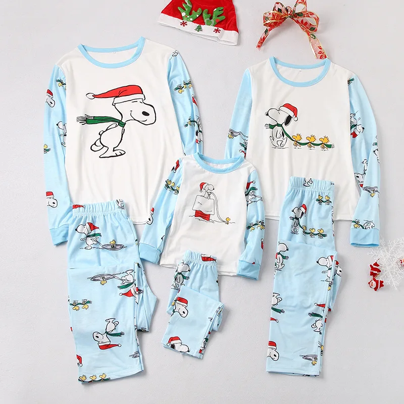 НОВАЯ РОЖДЕСТВЕНСКАЯ семейная одежда «Мама и я» хлопковые пижамы с круглым вырезом и длинными рукавами одежда для Отца и Сына
