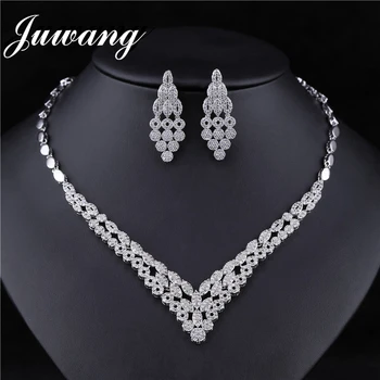 

JUWANG Cubic Zirconia Wedding Jewelry Sets Bisuteria Clear Big Rhinestone Acero Inoxidable Joyeria Mujer African Dubai Jewellery
