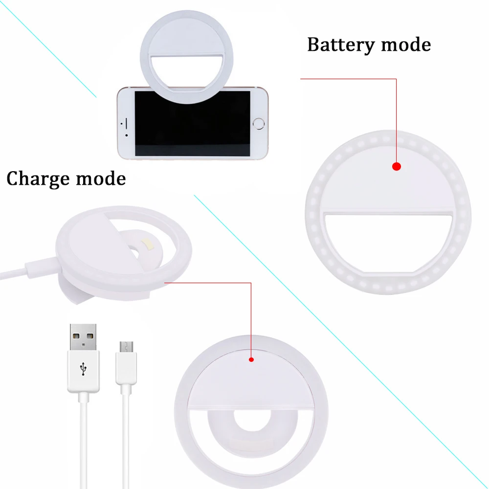 Светодиодная Кольцевая вспышка для селфи 3 режима|Фотовспышки| |