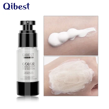 

QiBest Thin Moisturizing Liquid Foundation Magic Color Change Face Makeup Smooth Natural Concealer Brighten Cream Make up Base