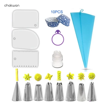 

24PCS/Set Silicone Pastry Bag Tips Kitchen DIY 48 Icing Piping Nozzle + Cream Reusable Pastry Bags Scraper Cake Decorating Tools