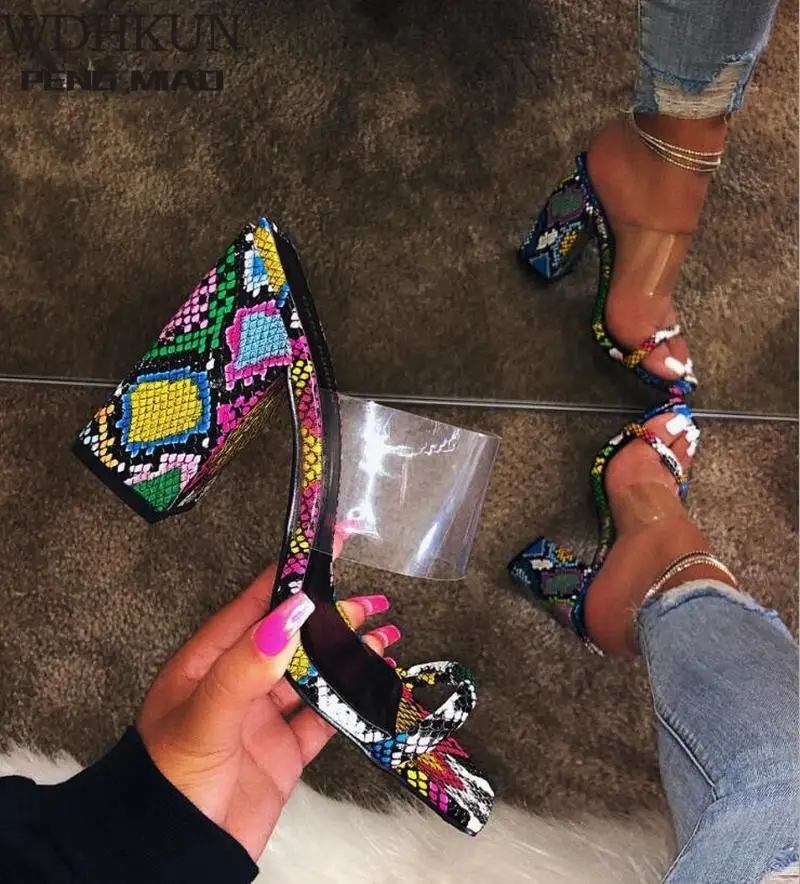 

Women summer sandals shoes woman chunky high heels pumps fashion slippers slides sexy clear sandalias mujer sapato feminino
