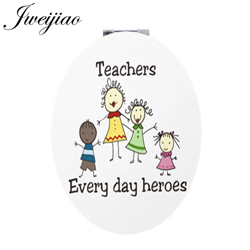 

JWEIJIAO every day heroes teachers Magnifier Oval Accessories pocket 2019 fashion Makeup mirror for Primary school teacher FQ446