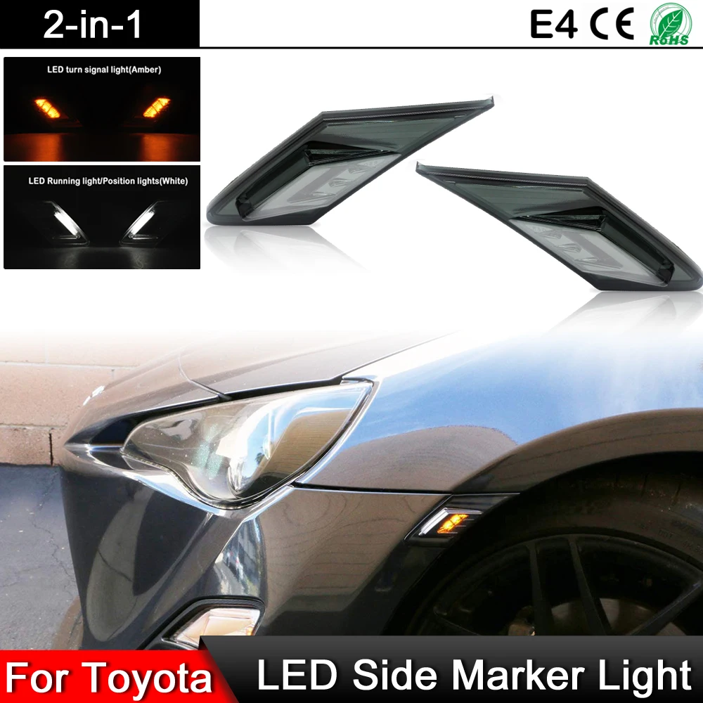 

1 пара для Subaru BRZ Toyota GT86 FT86 Scion FR-S 2013-UP 2-in-1 Светодиодный Боковой габаритный фонарь указатель поворота ходовой фонарь s