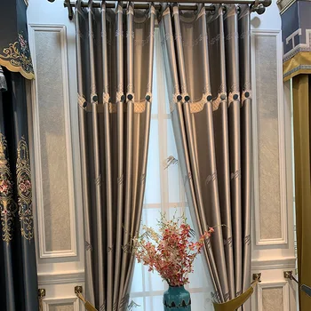 

Custom Curtains for Living Room Bedroom Study Curtains Modern Chinese American Light Luxury Design Villa Silk Cloth