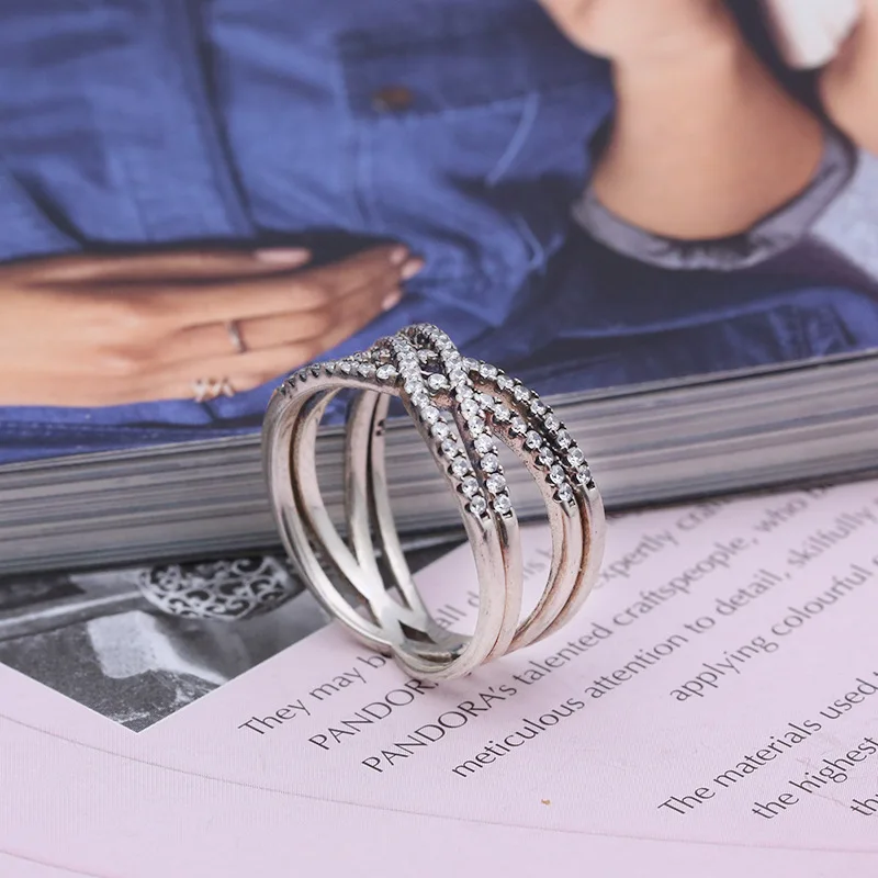Подлинное 925 пробы Серебряное кольцо Forever Promise модное кольцо с кристаллом для женщин свадебный подарок модное ювелирное изделие