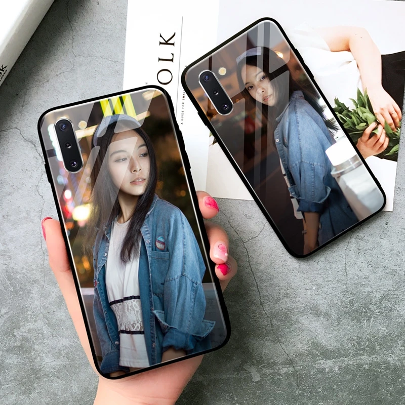 for Samsung Galaxy S10 Plus S10e S9 S8 Note 10 Plus 5G 8 9 A10 A30 A50 A70 Case Custom Photo DIY Picture Tempered Glass Cover