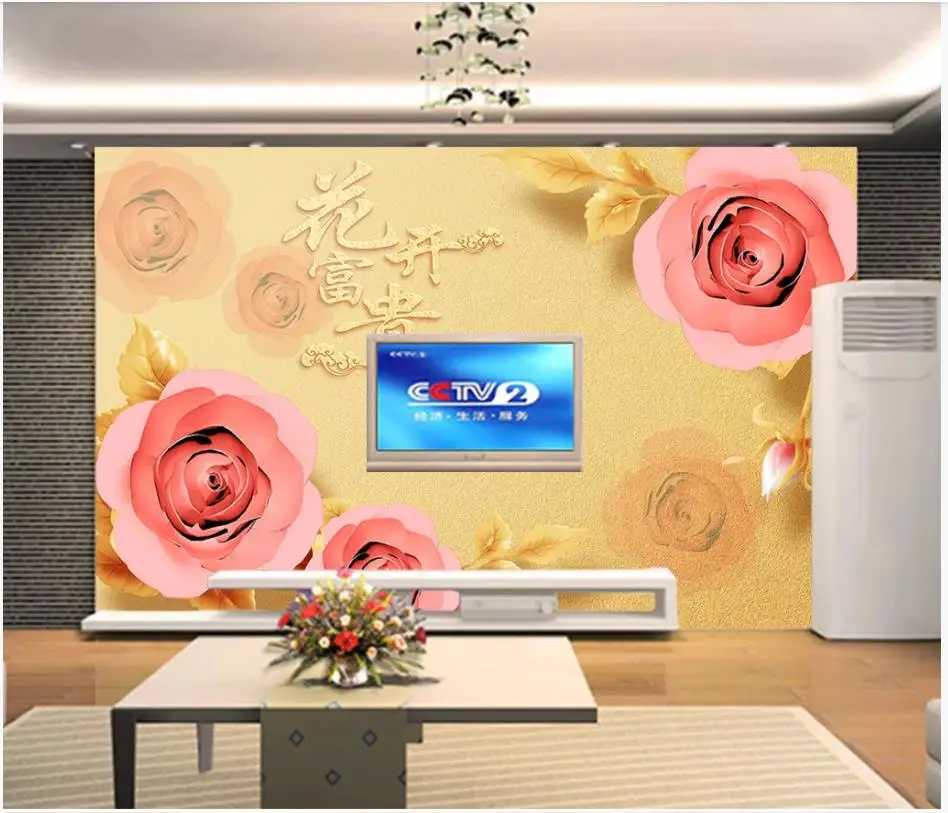 

Custom photo wallpaper for walls 3 d murals wallpapers Modern stylish rose flower living room mural TV background wall papers