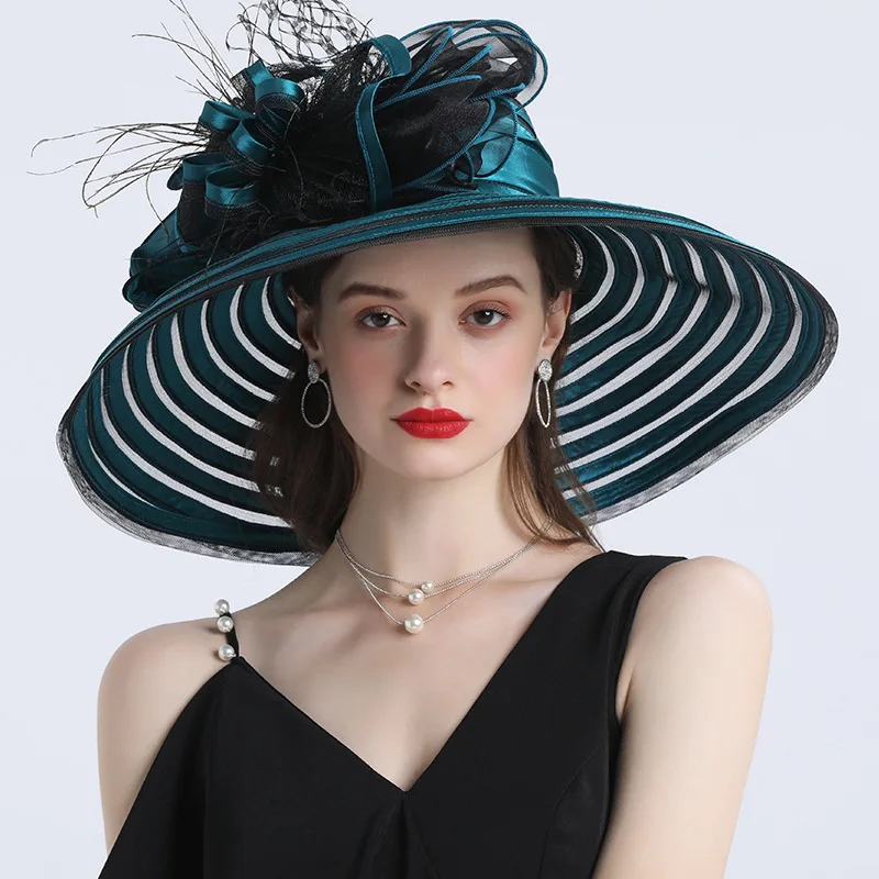 Wide Brim Church Dress Sun Hat Lady 