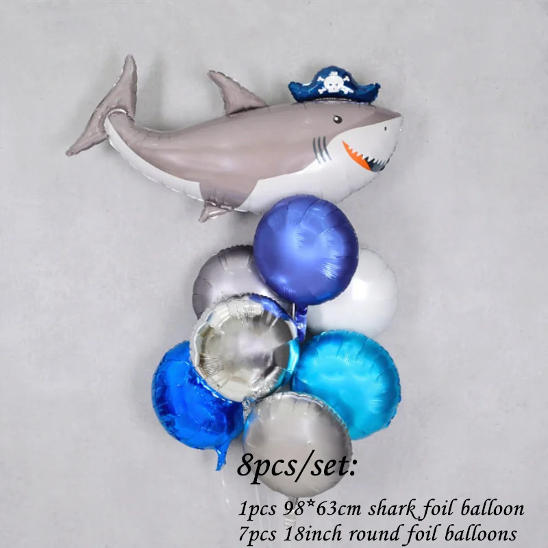 1 комплект большие серые пиратские воздушные шары в виде акулы морские животные большие акулы детские вечерние для мальчиков 18 дюймов воздушный шар из фольги надувные игрушки Globos - Color: 8pcs