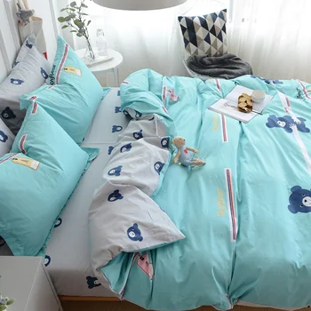 

Four-piece cotton bed red quilt sheet single summer bedding