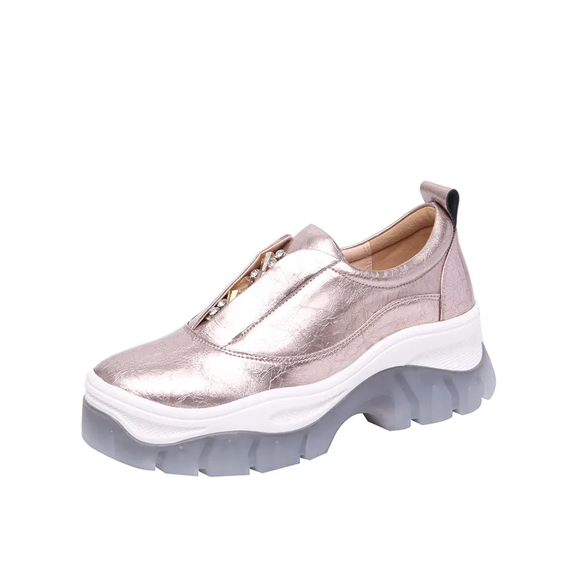 Новые туфли на плоской подошве со стразами; Zapatos De Mujer; повседневная женская обувь на прозрачной подошве; Модные женские Сникеры на платформе - Цвет: as shown