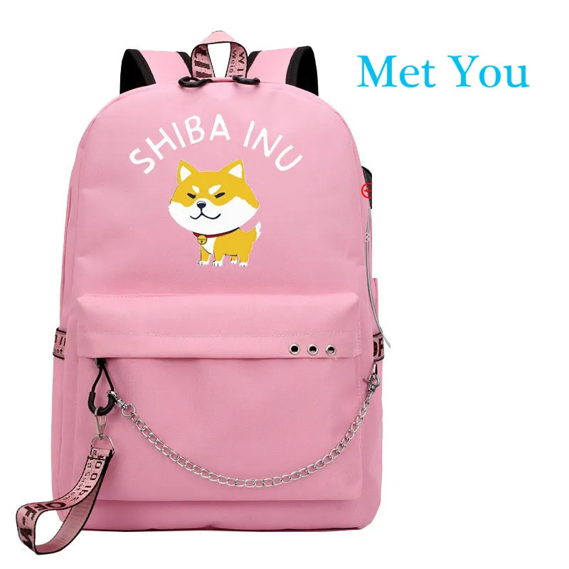 Style 9 Милый shiba Inu Doge собака корги USB рюкзак школьный книги студенческие сумки вентиляторы дорожные сумки для ноутбука рюкзак с цепочкой наушники с USB Порты и разъёмы - Цвет: Style 9