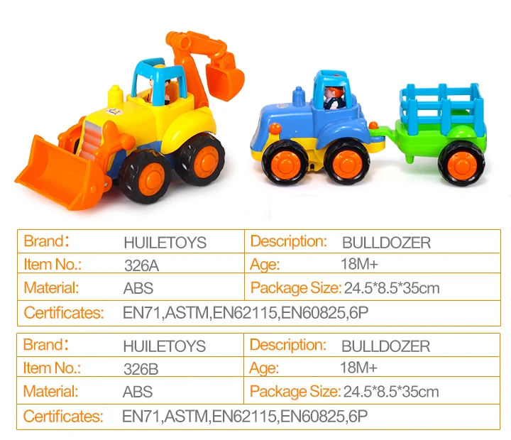 HOLA TOYS 326A+ 326B Мультяшные Детские бульдозеры модель игрушечной машины детские игрушки развивающие игрушки для детей Подарки