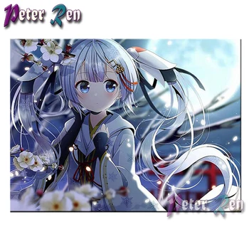 

5d Anime girl and moon Diamond Painting Rounded DIY Square\Round Rhinestone Embroidery Mosaic picture Girl decorating gifts