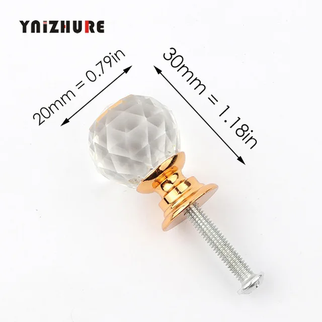 20mm Ball Gold YNIZHURE брендовые Хрустальные стеклянные ручки для шкафа ручки для выдвижных ящиков кухонный шкаф ручки оборудование для обработки мебели - Цвет: 20mm Ball Gold
