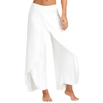 

Wide Leg Pants Women Clothes Spring Solid Color Wide Leg Loose Elastic High Waist Straight Casual Split Pants Pantalones!: