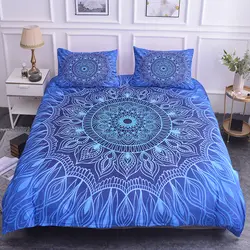 Благородные королевские комплект голубого постельного белья с цветочным рисунком пододеяльник для двуспальной кровати Размеры одеяла с