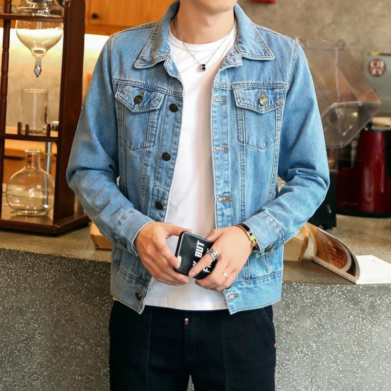 Hot 2021 Fashion Mens Denim Jackets Slim Fit Mens Jeans Jacket Cotton Outwear Coat Long Sleeve Hole Male Clothing Size M-4XL