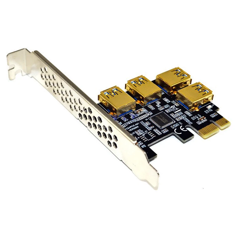 Riser USB 3.0 PCI-E Express 1x to 16x Riser Card Adapter PCIE 1 to 4 Slot PCIe Port Multiplier Card for BTC Bitcoin Miner Mining